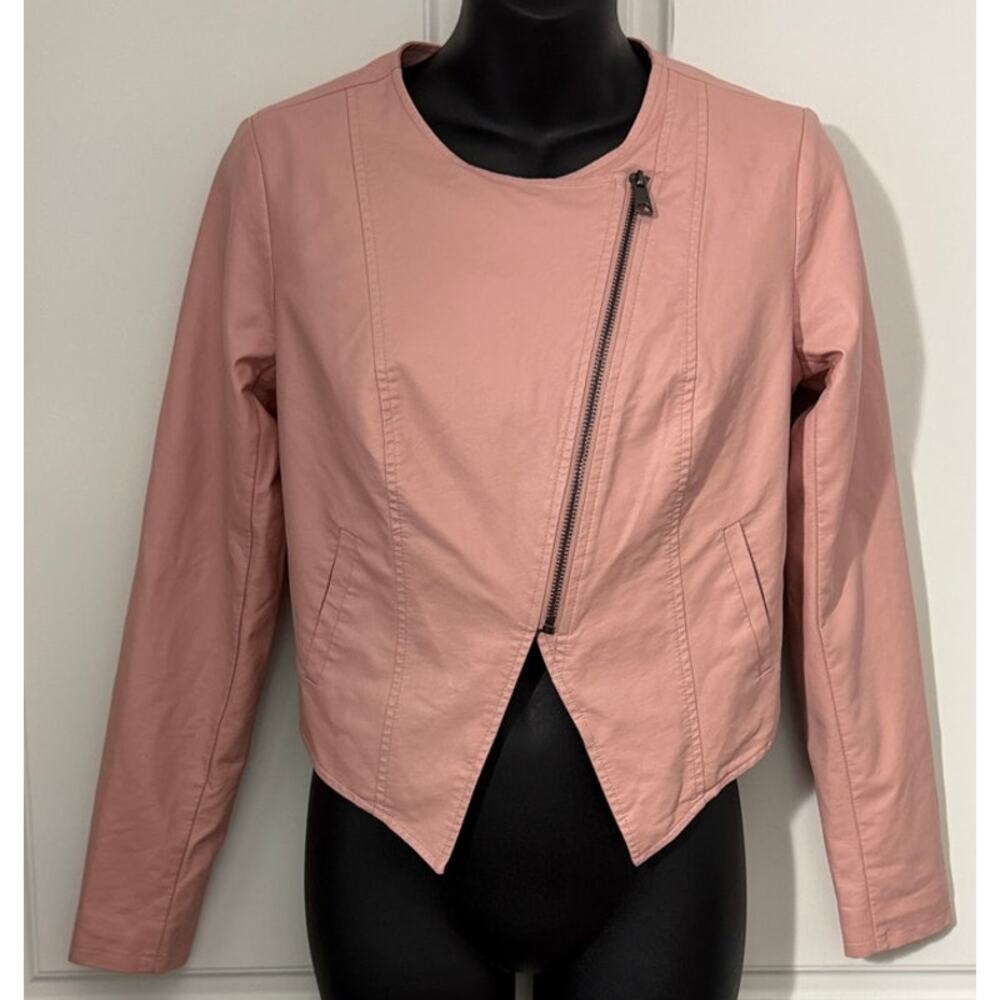G by Giuliana Lightweight Faux Leather Moto Jacket in Pink Size XS
